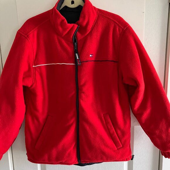 Tommy Hilfiger Reversible Jacket Size Large Red Fleece & Water Resistant. - Picture 13 of 14
